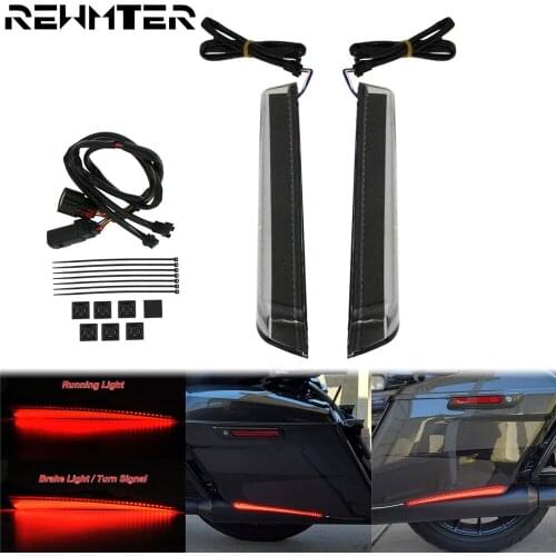 Motorcycle Smoke Saddlebag Extended LED Turn Signal Brake Light Red Running Lamp For Harley Electra Street Glide Road King 14-20