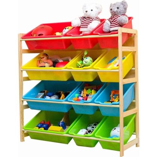 Childrens solid wood toy storage rack kindergarten baby storage box multi-layer classification storage cabinet finishing
