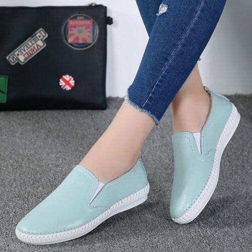 2021 New Spring and Autumn Genuine Leather Pumps Slip-on Fashion All-Match Sneakers Loafers for Women