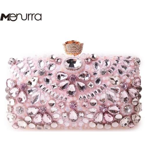 Evening Bag For Women Flower Crystal Evening Clutch Purse Bride Floral Clutch Bag Beaded Rhinestone Purse Wedding Party Handbag