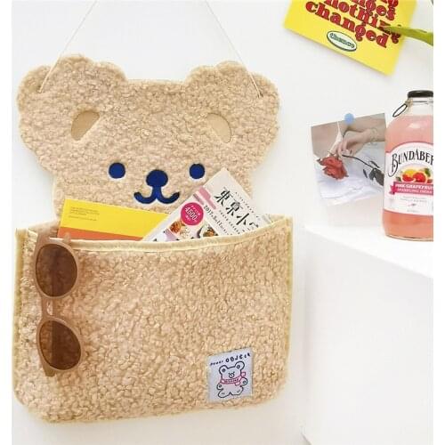 Japanese Plush Bear Storage Bag Bedroom Things Power Wall Pocket Cute Cartoon