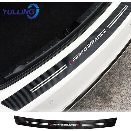 YULLING 34.5" Car Rear Bumper Load Edge Protector Stickers For BMW Auto Trunk Guard Plate Carbon Fiber Texture Decoration Decals