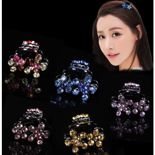 AWAYTR 2Pcs Crystal Rhinestone Flower Hair Claw Hairpins Hair Accessories Ornaments Hair Clips Hairgrip Barrette for Girl