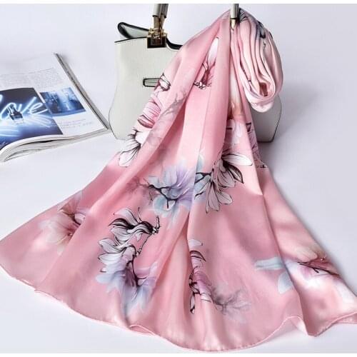 Ladies 100% Pure Silk Scarf Wrap 2021 Brand Hangzhou Real Silk Wraps,Shawls for Women Foulard Femme Printed Natural Silk Scarves