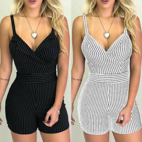 Fashion 2020 Summer Women Sexy Sleeveless V-neck Bodycon Rompers Clubwear Party Jumpsuit Women Romper Clubwear Playsuit