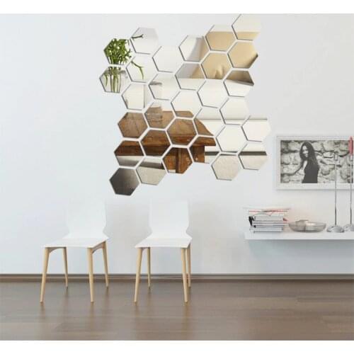 1PC Self Adhesive Reflective Hexagon Honeycomb Shape Mirror Wall Stickers Mirrors Decoration Mural For Bedroom Wall Home Decor