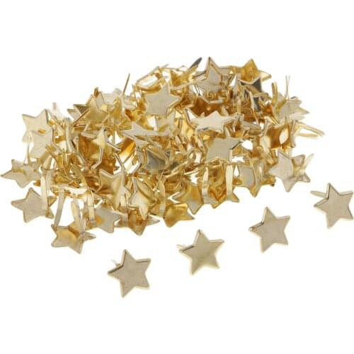 100pcs Gold Metal 14mm Star Head Split Pin Mini Brads Scrapbook Decoration