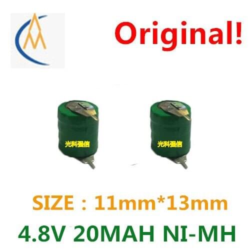 2PCS Brand new and authentic Ni-MH button type rechargeable battery / button 20mah 4.8V backup flashlight with welding feet