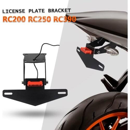 Motorcycle Accessories CNC Rear License Plate Holder Bracket with LED Lamp for RC 200 250 390 2013 - 2020 2019 2018 2017 2016