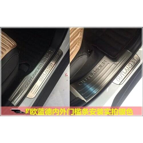Auto parts stainless steel Internal external Welcome pedal Scuff Plate/Door Sill for 2013-2016 Mitsubishi Outlander 8PCS