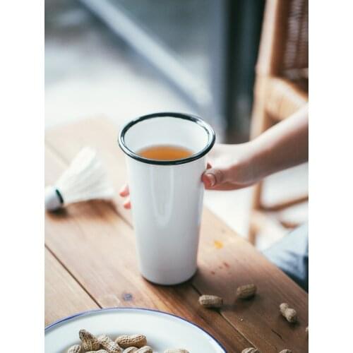 Japanese Style White Creative Porcelain Enamel Large Size Thickened Mug Fruit Juice Water Cup Beer Mug Pot Vase