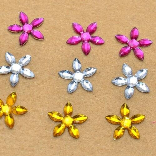 BOLIAO 100Pcs 16mm Flower Acryl FlatBack Scrapbook Appliques/Craft Headwear/Home Holiday Decoration DIY R233