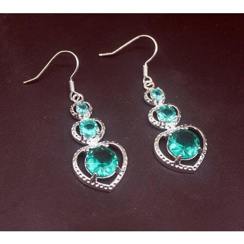 Gemstonefactory Big Promotion Single Unique 925 Silver Wonderful Green Topaz Women Ladies Gift Dangle Drop Earrings 20213711