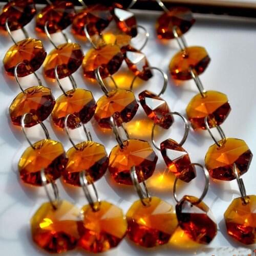5M/lot Crystal Garland Brown 14mm Octagonal Glass Crystal Garlands Strands, Wedding & Home Decoration, Crystal Beads Curtains