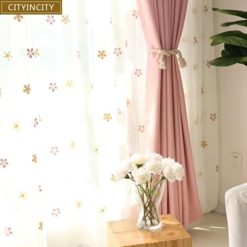 CITYINCITY Colorful Snow Style White Voile 3d Curtains Embroidered sheer Tulle for childrens bedroom Women Window