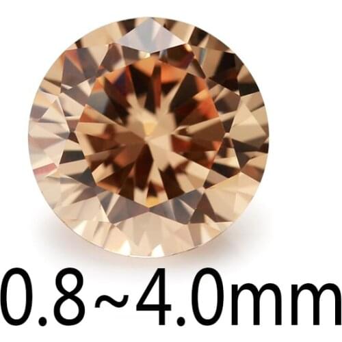 500PCS 0.8mm~4.0mm Round Shape Loose CZ Stone Champagne Color AAAAA Cubic zirconia Synthetic Gems For Jewelry DIY Stone
