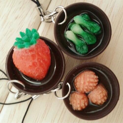 Simulation vegetable key mobile phone pendant keychain ABS simulation small bowl can be used as a magnetic refrigerator magnet