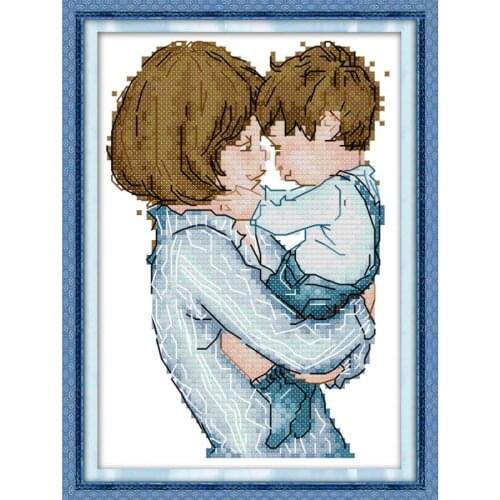 Mother & Child Paintings Counted Cross Stitch DMC 14CT Cartoon Patterns Printed Canvas Needlework Embroidery Kits Home Decor