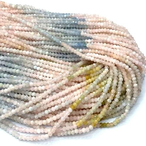 Veemake Morganite DIY Natural Necklace Bracelets Earrings Ring Faceted Small Rondelle Womens Beads For Jewelry Making 06649