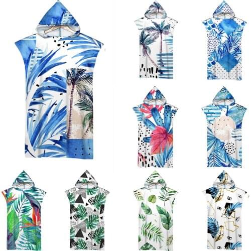 Summer Soft Beach Towel With Hood Microfiber Changing Robe Quick-Drying Gym/Home Bath Towel Surfing Swimming Bathrobe Swimwear