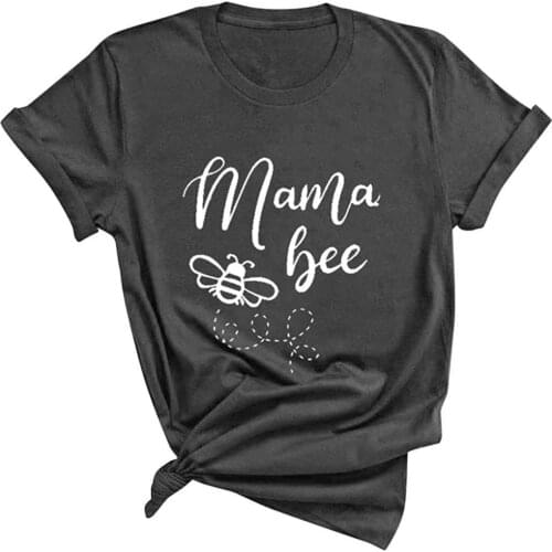 LifeWheel Novelty Shirt Graphic Tees for Women Funny Short Sleeve Summer Loose Fit T-Shirt Blouses - Mama BEE - Casual T Shirt