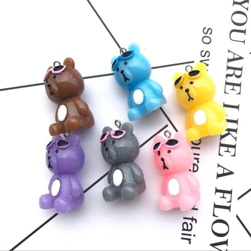 Mix 34*19mm 3d Resin Little bear resin kawaii necklace charms very cute keychain pendant necklace for DIY earrings decoration