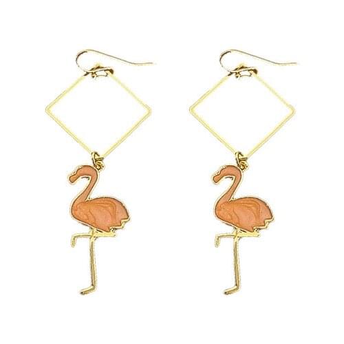RZ112 2021 Trendy Fashion Personality Famingo Earrings Female Pink Simple Girly Geometric Earrings