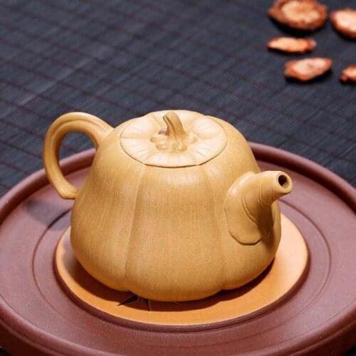 Yixing purple sand tea set manufacturer undressed ore gold period of high mud pumpkin pot all hand pot teapot collection