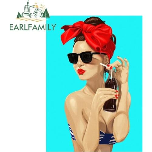 EARLFAMILY 13cm x 12cm for Summer Girl Motorcycle Car Stickers Custom Printing Waterproof Anime Decals Scratch-proof Decoration