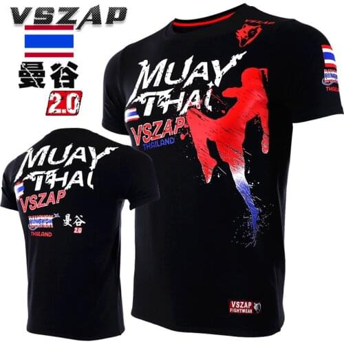VSZAP New Boxing MMA T Shirt Gym Tee Shirt Fighting Fighting Martial Arts Fitness Training Muay Thai T Shirt Men Homme
