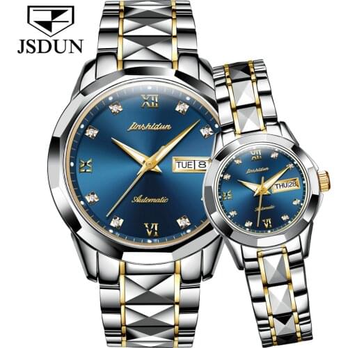 New Trendy Hot Sale One Pair Of Watches Luxury Automatic Mechanical Watch Tungsten Steel Waterproof Clock Couple Watches Gift