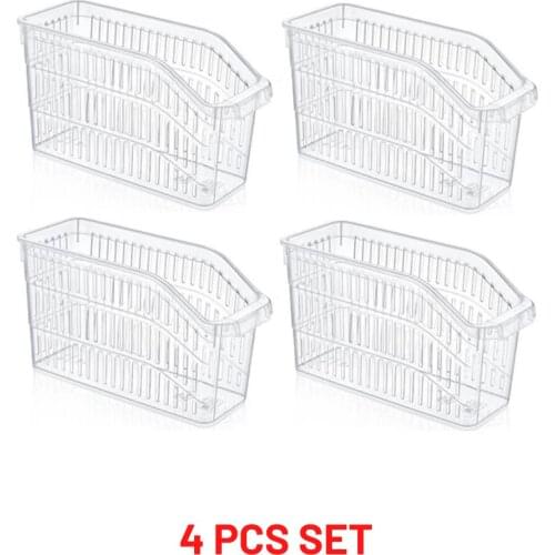 Refrigerator Fridge Basket Wardrobe Organizer Transparent 4 Pieces 30X17X16
