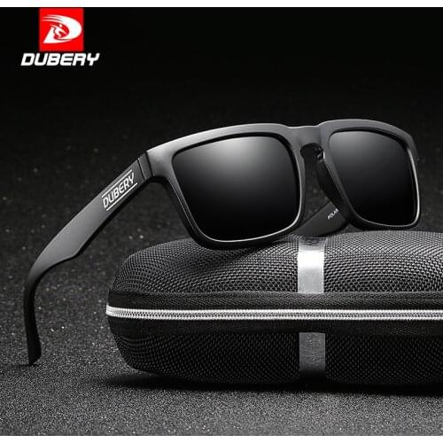 DUBERY Polarized Mens Sunglasses Mirror Sun Glasses For Men Women Square Retro Brand Luxury Designer Zipper Box 710