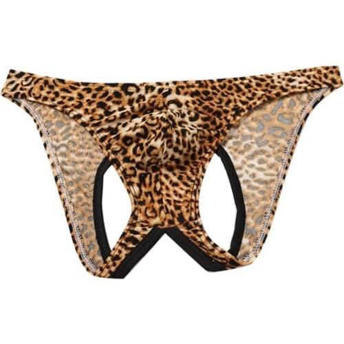 Leopard Jockstrap Mens Underwear Backless Thong Men Sexy Panties Erotic Jock Strap Gay Underpants Low Rise Male Lingerie A50
