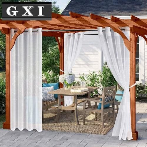 Outdoor Curtain for Patio Waterproof Breathable Lawn Sheer Curtains Garden White Grommet Window Curtains Exterior Pergola Decor