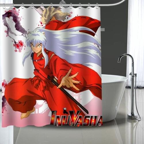 Inuyasha Custom Pattern Polyester Bath curtain Waterproof Shower Curtains DIY Bath Screen Printed Curtain for Bathroom
