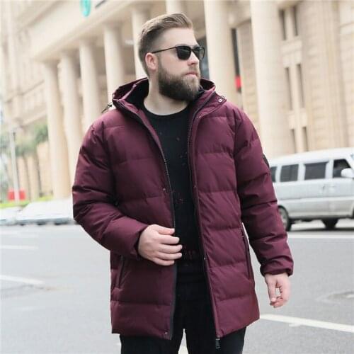 New Winter Mens Warm jacket Fashion Casual jacket long Thick Large size 8XL 9XL 10XL Mens Wine red Hooded Winter jacket