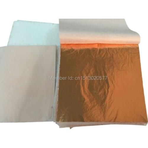 2 Booklets of 50 Sheets Genuine Copper Leaf 14*14CM Rose Gold Leaf For Gilding Craf Lines Walls Decoration Foil Paper