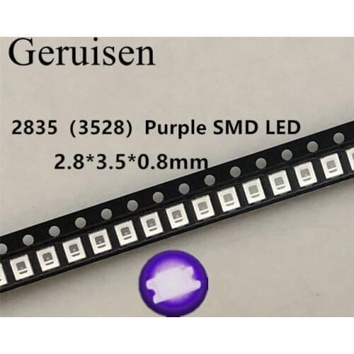 4000PCS 2835 3528 SMD UV LED Purple Lamp Bead 395 - 410nm Ultraviolet Light-emitting Diodes Ultra Violet SMT LED Bead