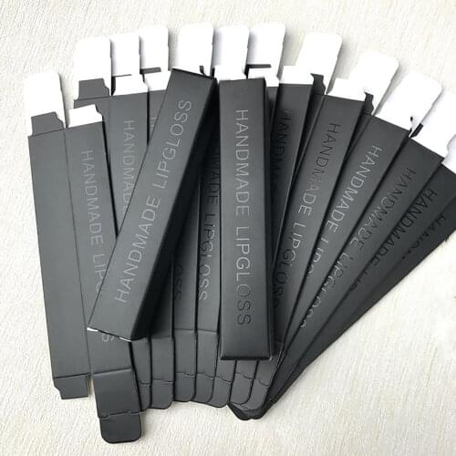 50pcs Black Paper Box Empty DIY Lip Gloss Pack Box Reusable Paper Packaging Boxes Lip Glaze Small Gifts Wrapping Foldable