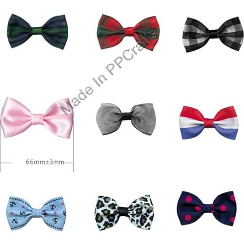 66MM Satin Double/Dots/Grosgrain Ribbon Pinched Squareknot For Packing Cloth Hairbow DIY Crafts 200pcs Free Shipping