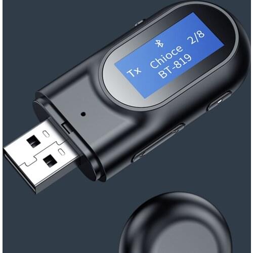 Bluetooth 5.0 Receiver Transmitter Audio Adapter LCD Display 3.5mm Aux Wireless Stereo Music Adapter For TV PC Car Speaker