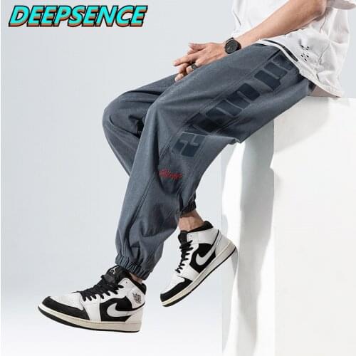 Men 2021 Spring Autumn New Fashion Casual Sweatpants Men Drawstring Hight Street Streetwear Loose Fit Ankele Length Pants Men