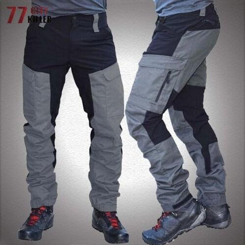 Patchwork Tactical Pants Men Outdoor Multi-pocket Wear-resistant Training Army Trousers Mens Military Waterproof Cargo Joggers