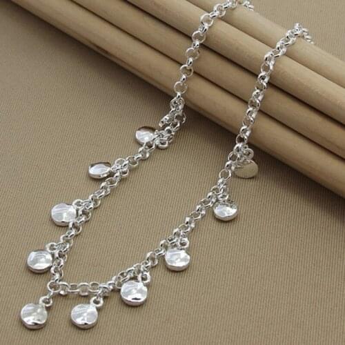 925 Sterling Silver Circle Round Bean Chain Necklace For Women Wedding Engagement Fashion Charm Jewelry Gifts
