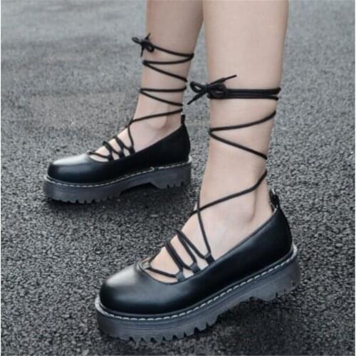 Black LOLITA Shoes JK Uniform Shoes PU Leather lolita Shoes B381