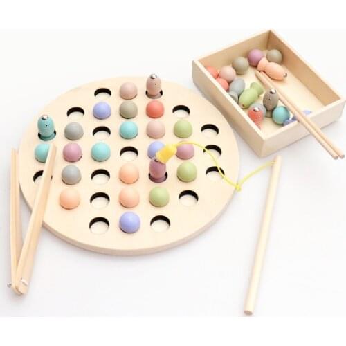 Wooden Montessori Toys Kids Early Learning Educational Toys Clip Beads Magnetic Fishing Game Teaching Aids Toy For Children Gift