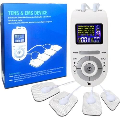 TENS EMS Unit Electronic Massager Muscle Stimulation Machine with Electrode Pads Pain Relief Pulse Massage 12 Modes