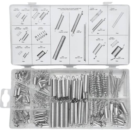 200 Piece Extension and Compression Spring Combination Kit Metal Loose Steel Ring Small Spring Combination