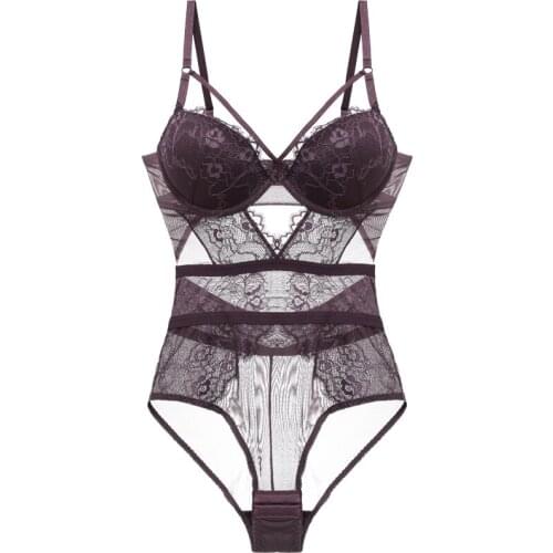 Shapewear Bodysuit Sexy Women Lingerie Strappy Cup Hollow Out Back Push Up Padded Cup Underwired Cotton Crotch Womens Shaper